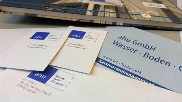 Visitenkarten, Infoblatt - ahu GmbH